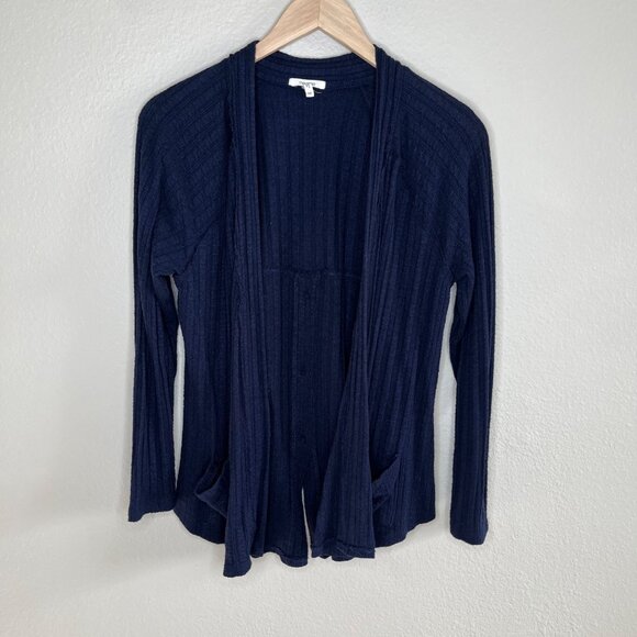 Maurices Open Front Navy Blue Knit Ribbed Cardigan Sweater Medium - Picture 3 of 12